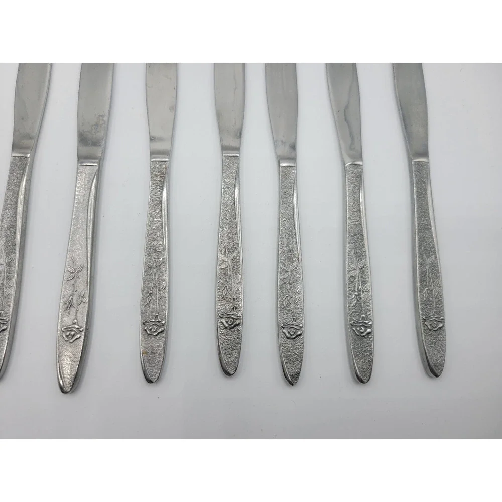 Stanley Roberts Florentine Rose stainless‎ steel 9 butter knives.